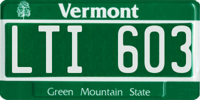 VT license plate LTI603