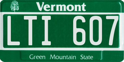 VT license plate LTI607
