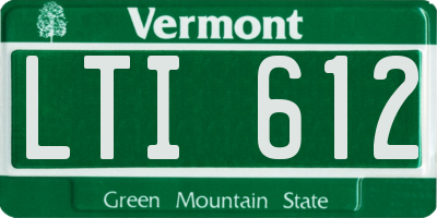 VT license plate LTI612