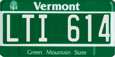 VT license plate LTI614
