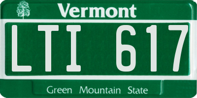 VT license plate LTI617