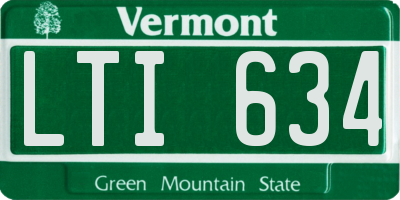VT license plate LTI634