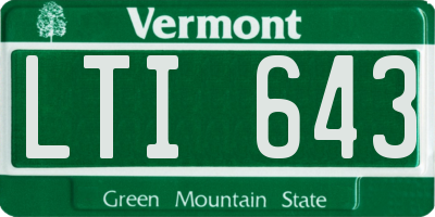 VT license plate LTI643