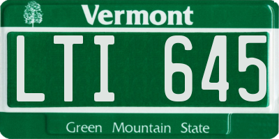 VT license plate LTI645