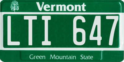 VT license plate LTI647