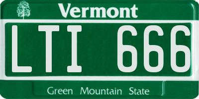 VT license plate LTI666