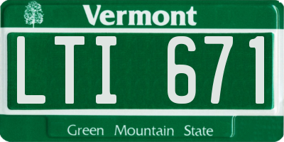VT license plate LTI671