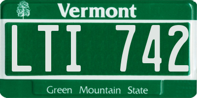 VT license plate LTI742