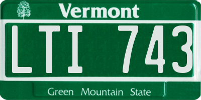 VT license plate LTI743