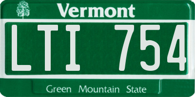 VT license plate LTI754