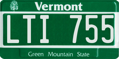 VT license plate LTI755