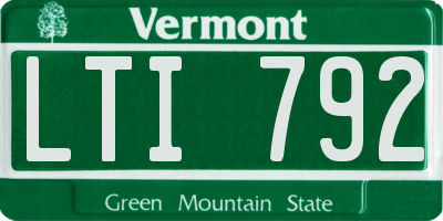 VT license plate LTI792