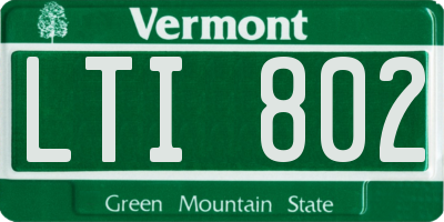 VT license plate LTI802