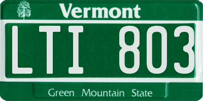 VT license plate LTI803