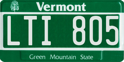 VT license plate LTI805