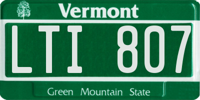 VT license plate LTI807