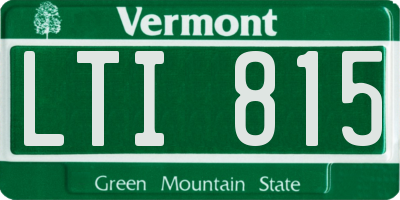 VT license plate LTI815