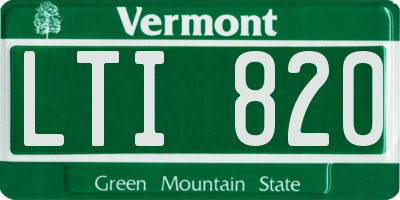 VT license plate LTI820
