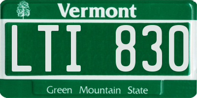 VT license plate LTI830