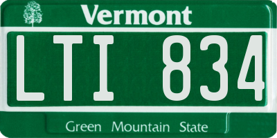 VT license plate LTI834