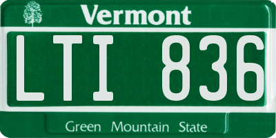 VT license plate LTI836