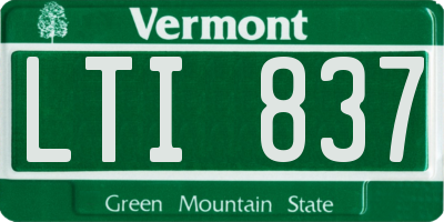 VT license plate LTI837