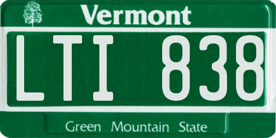 VT license plate LTI838