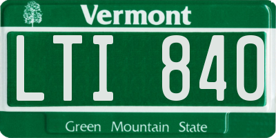 VT license plate LTI840