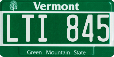 VT license plate LTI845