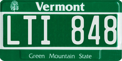 VT license plate LTI848