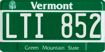 VT license plate LTI852