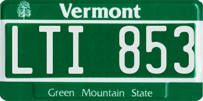 VT license plate LTI853