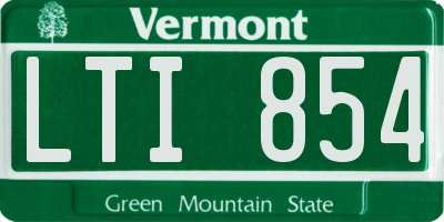 VT license plate LTI854