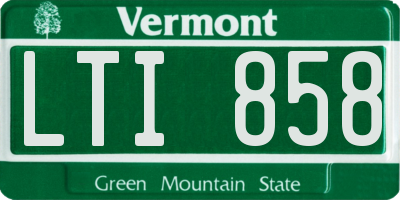 VT license plate LTI858