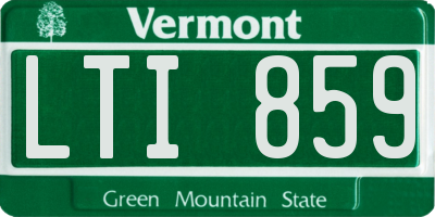 VT license plate LTI859