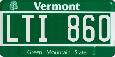 VT license plate LTI860