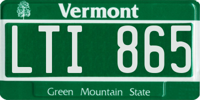 VT license plate LTI865