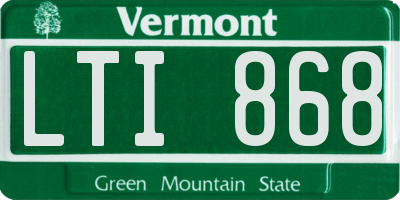 VT license plate LTI868