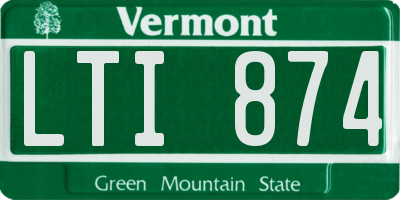 VT license plate LTI874