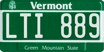 VT license plate LTI889