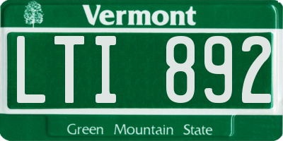 VT license plate LTI892