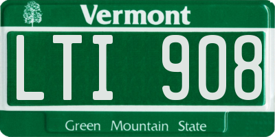VT license plate LTI908