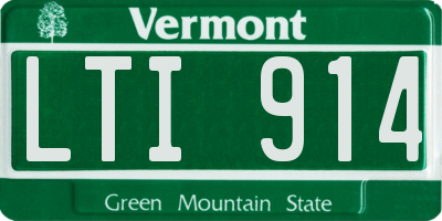 VT license plate LTI914