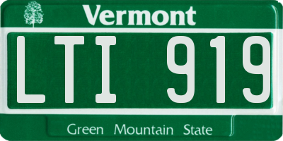 VT license plate LTI919