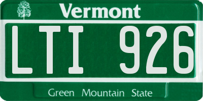 VT license plate LTI926