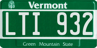 VT license plate LTI932