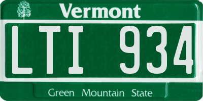VT license plate LTI934