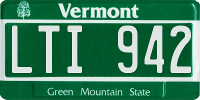 VT license plate LTI942