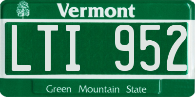 VT license plate LTI952
