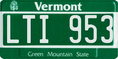 VT license plate LTI953